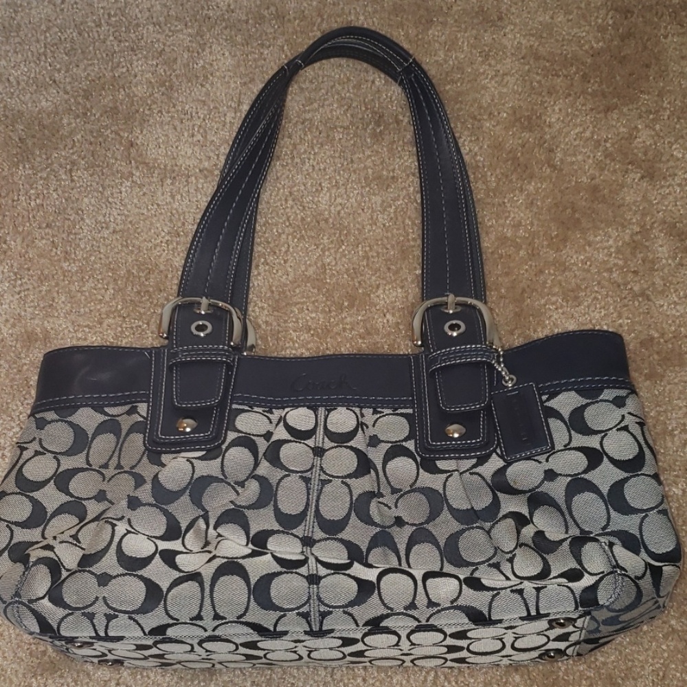 Coach Logo Bag in Navy Blue